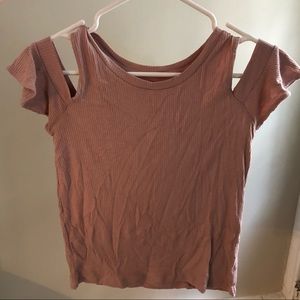 Cold Shoulder Salmon colored fitted top